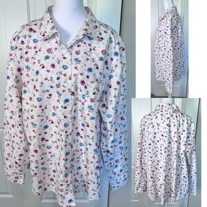 L.L. Bean Floral Cotton Button Down Shirt Wrinkle Free Sz 2X